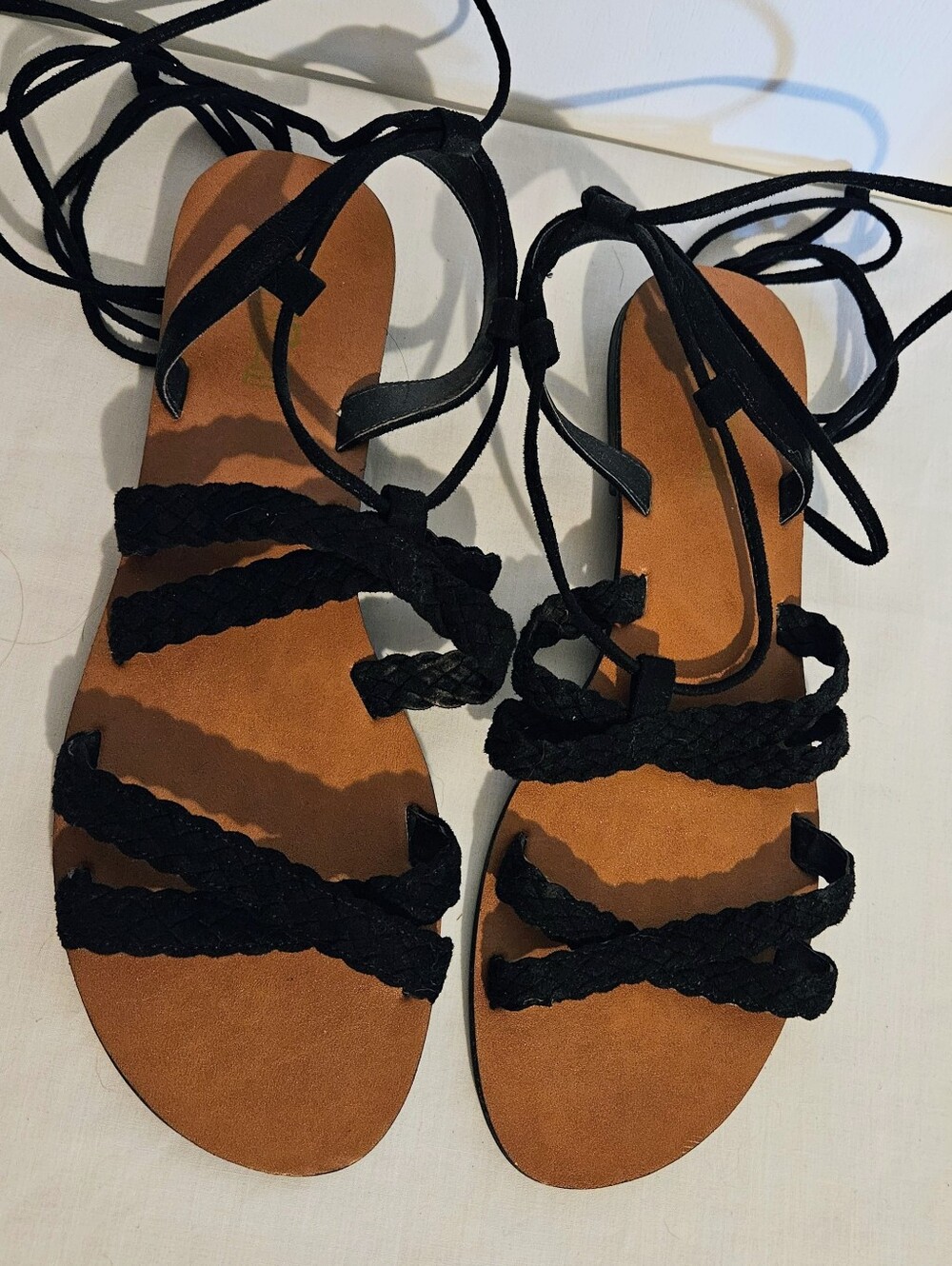 Brash Studmuffin Braided Gladiator Sandals Black Lace Up Women's Size 8